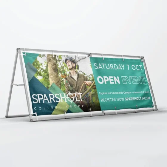 Printed outdoor banner frames for college event
