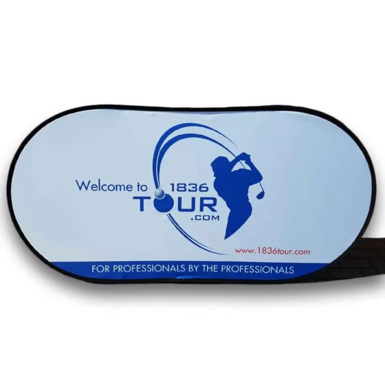 Pop out banner with golf graphic