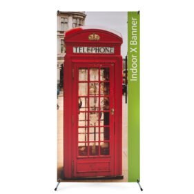 Indoor x banner with post box graphic