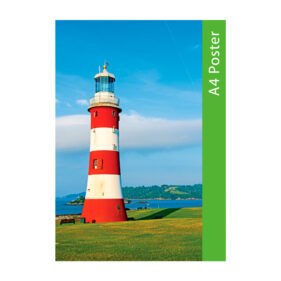 a4 poster with lighthouse graphic