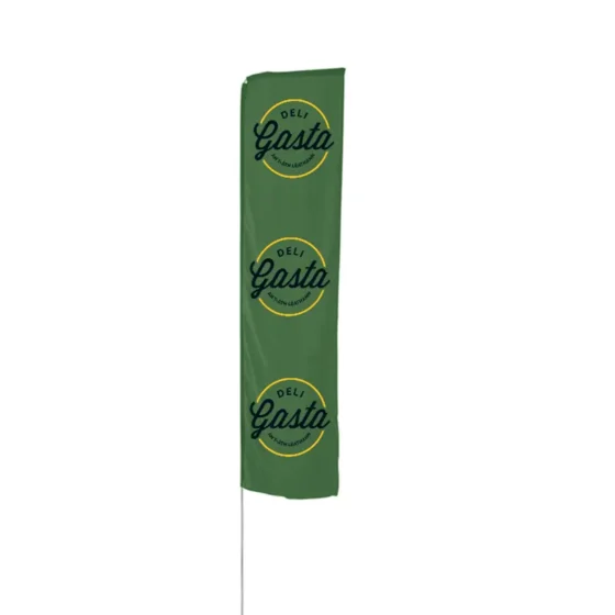 Example Print of rectangle flags promoting a local deli
