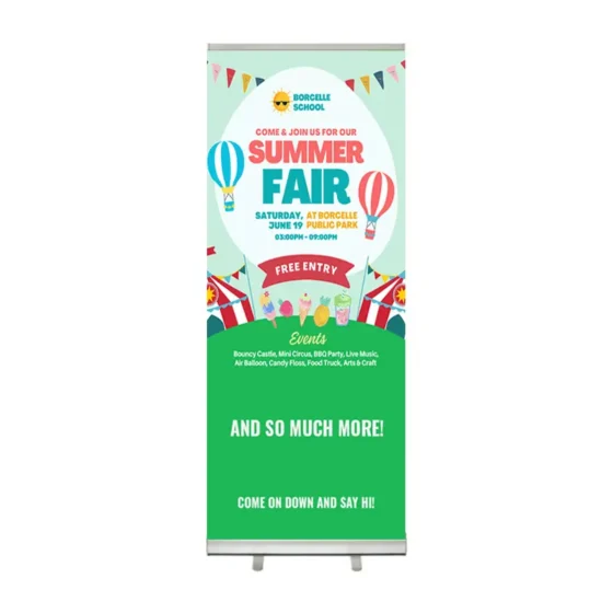 Budget Summer Fete Roller Banner for Borcelle School
