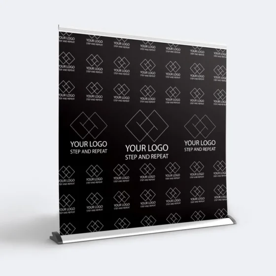 What is a step and repeat backdrop banner?