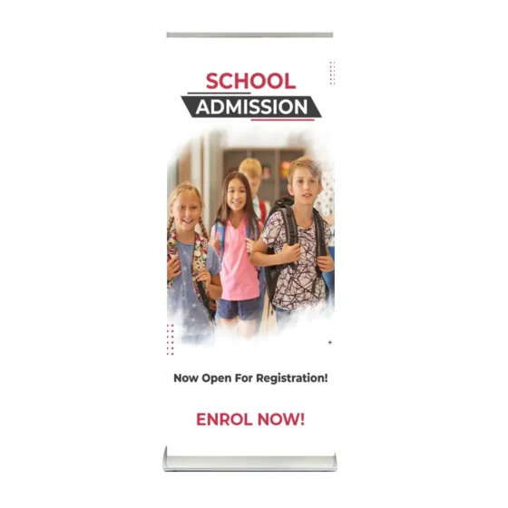 premium School Admissions roller banner graphic with stand