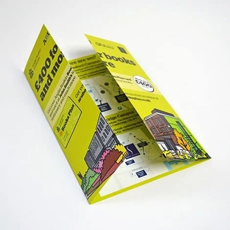 Gate fold leaflet