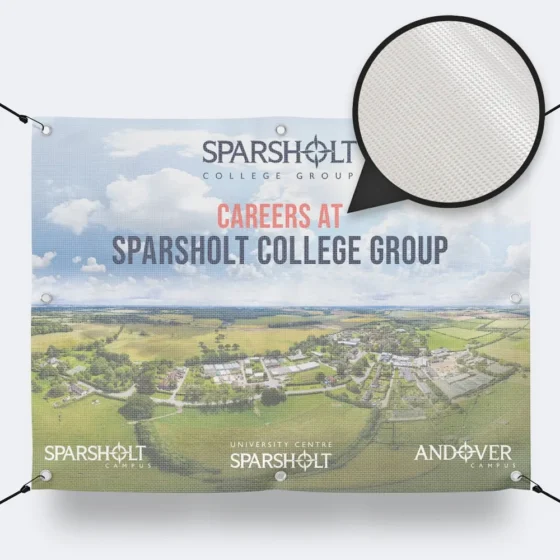 Next day PVC mesh banner with mesh material close up