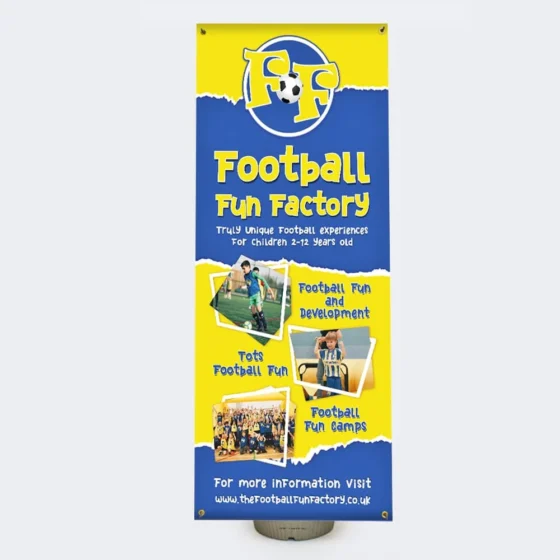 outdoor X banner for childrens football team